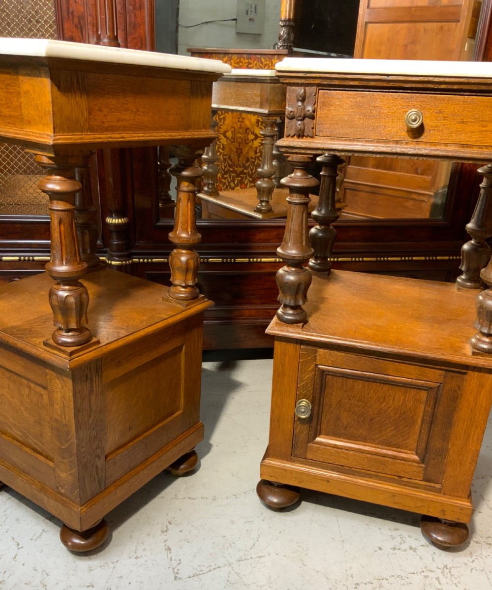 TWO OAK FRENCH BEDSIDE CABINETS  View VII