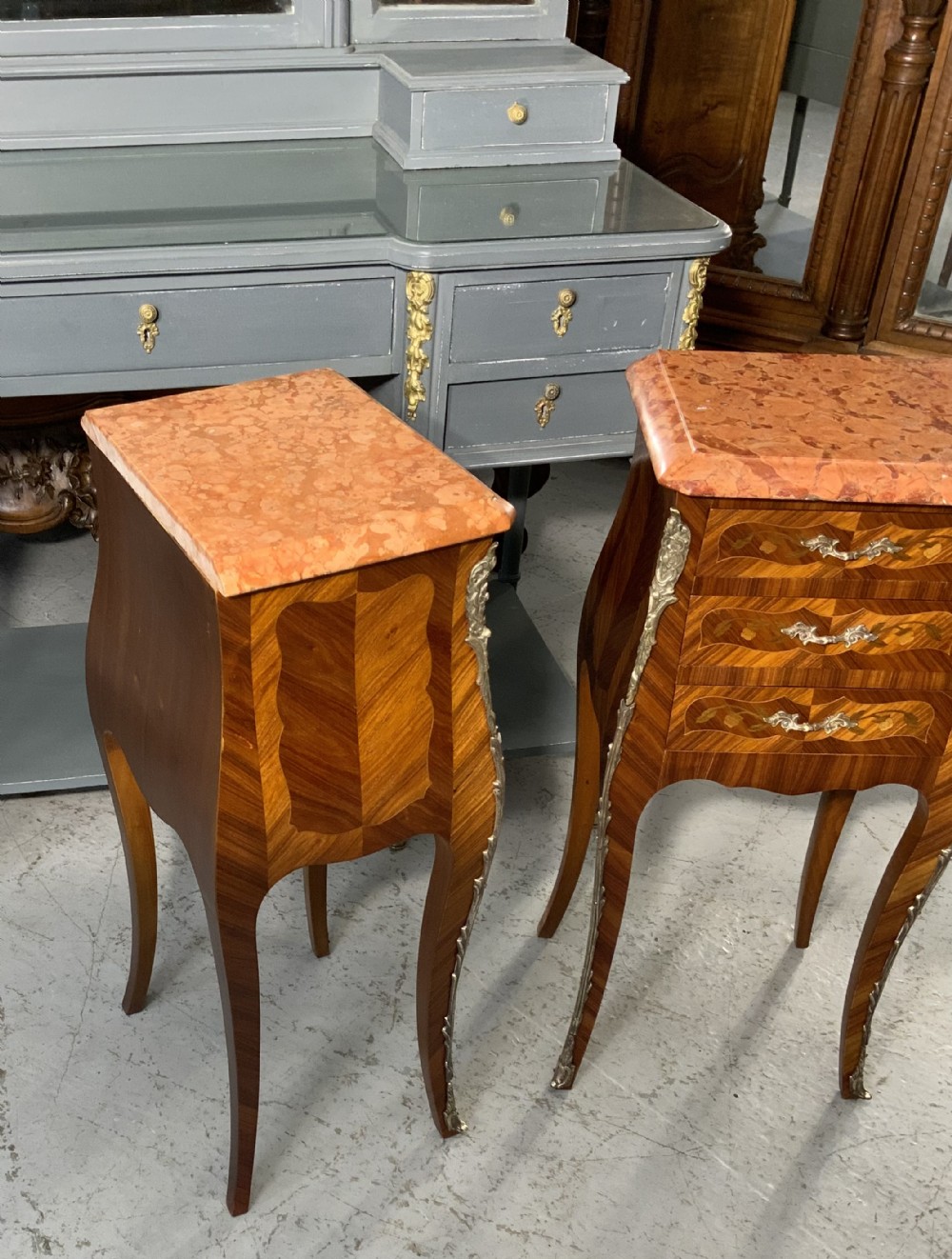 PAIR OF FRENCH MARQUETRY BEDSIDE CABINETS  View III