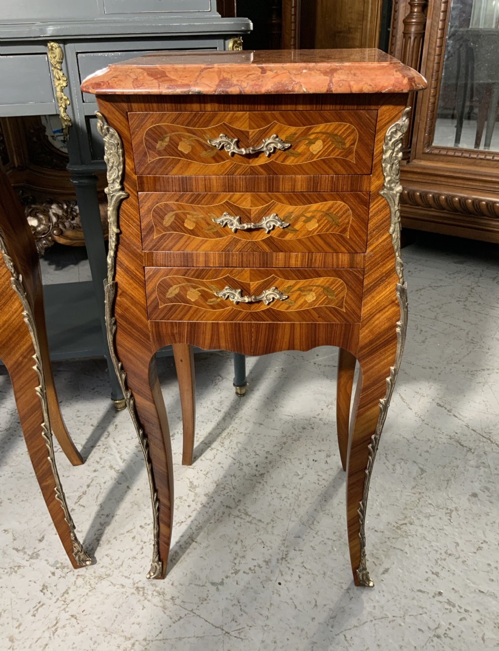 PAIR OF FRENCH MARQUETRY BEDSIDE CABINETS  View V