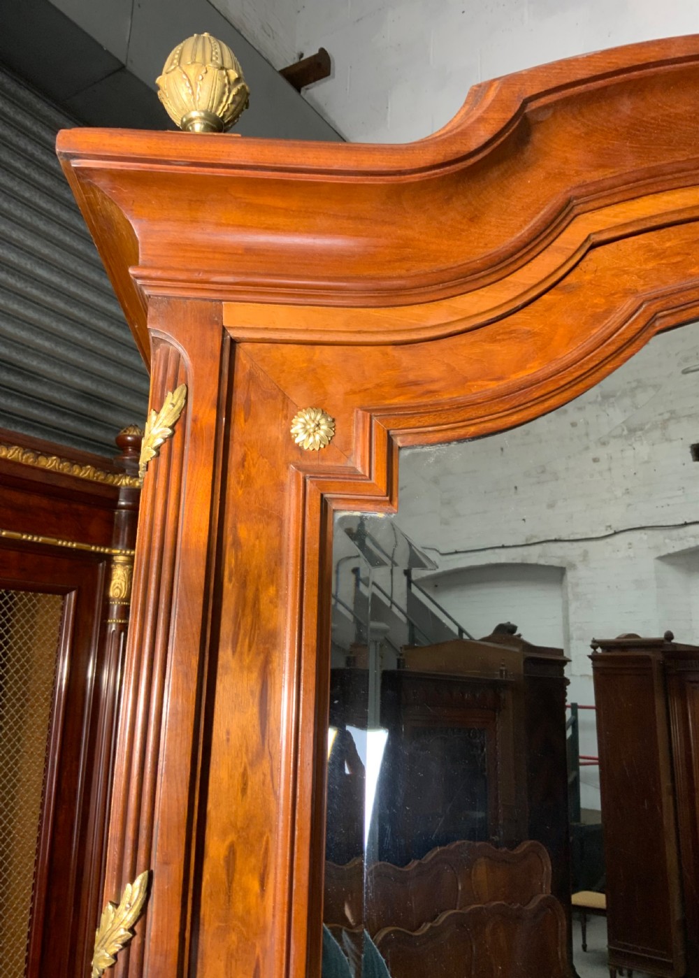 MAHOGANY FRENCH ARMOIRE WITH BRASS DETAILING  View III