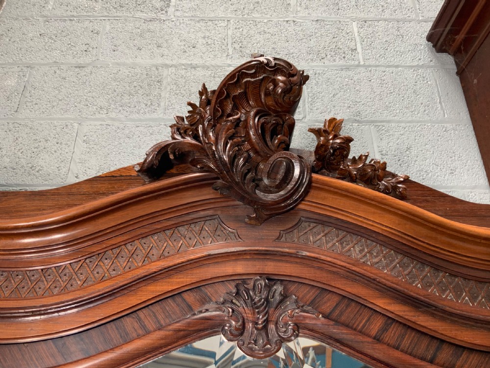 STUNNING CARVED FRENCH ROSEWOOD ARMOIRE  View II