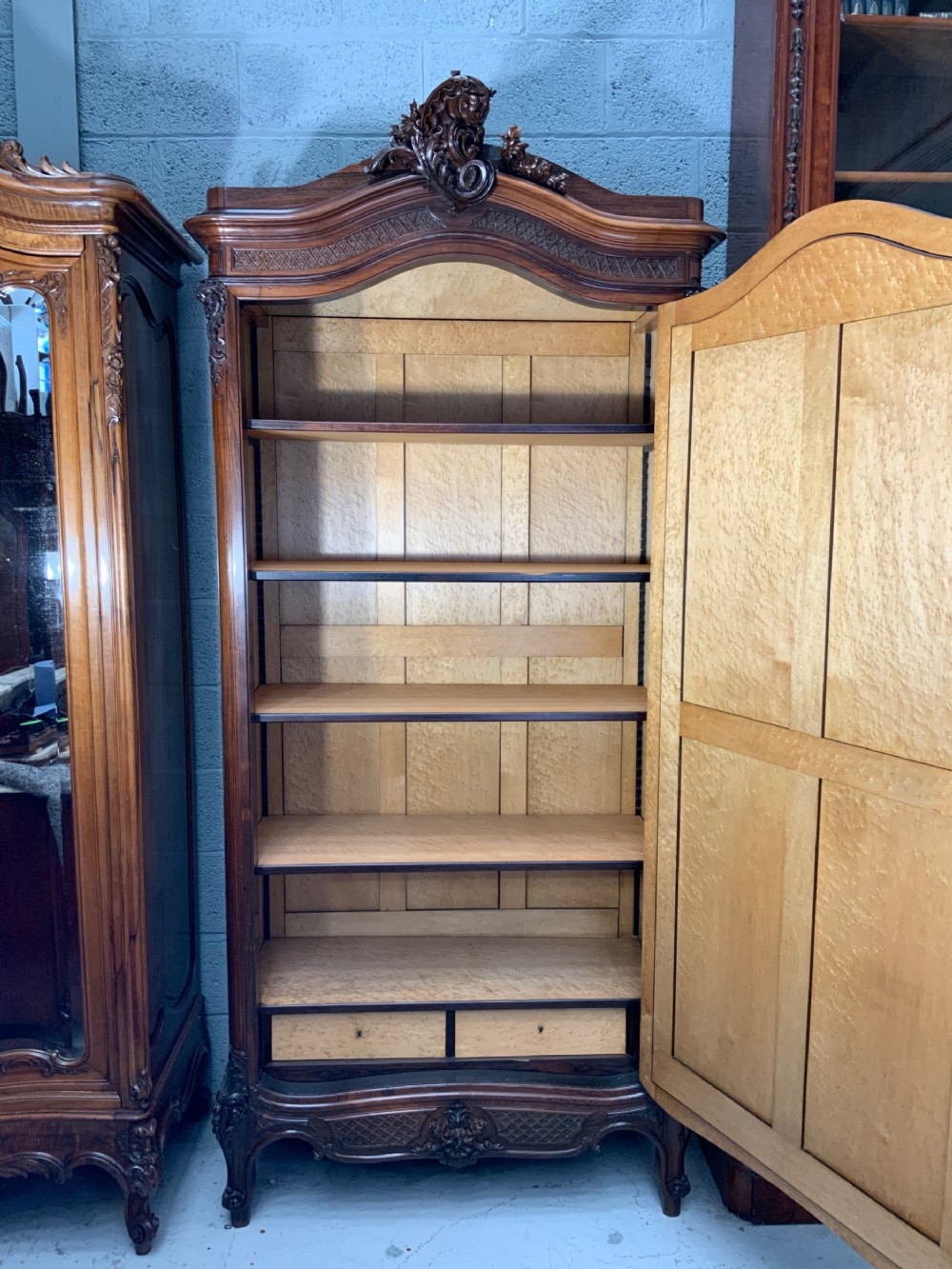 STUNNING CARVED FRENCH ROSEWOOD ARMOIRE  View X