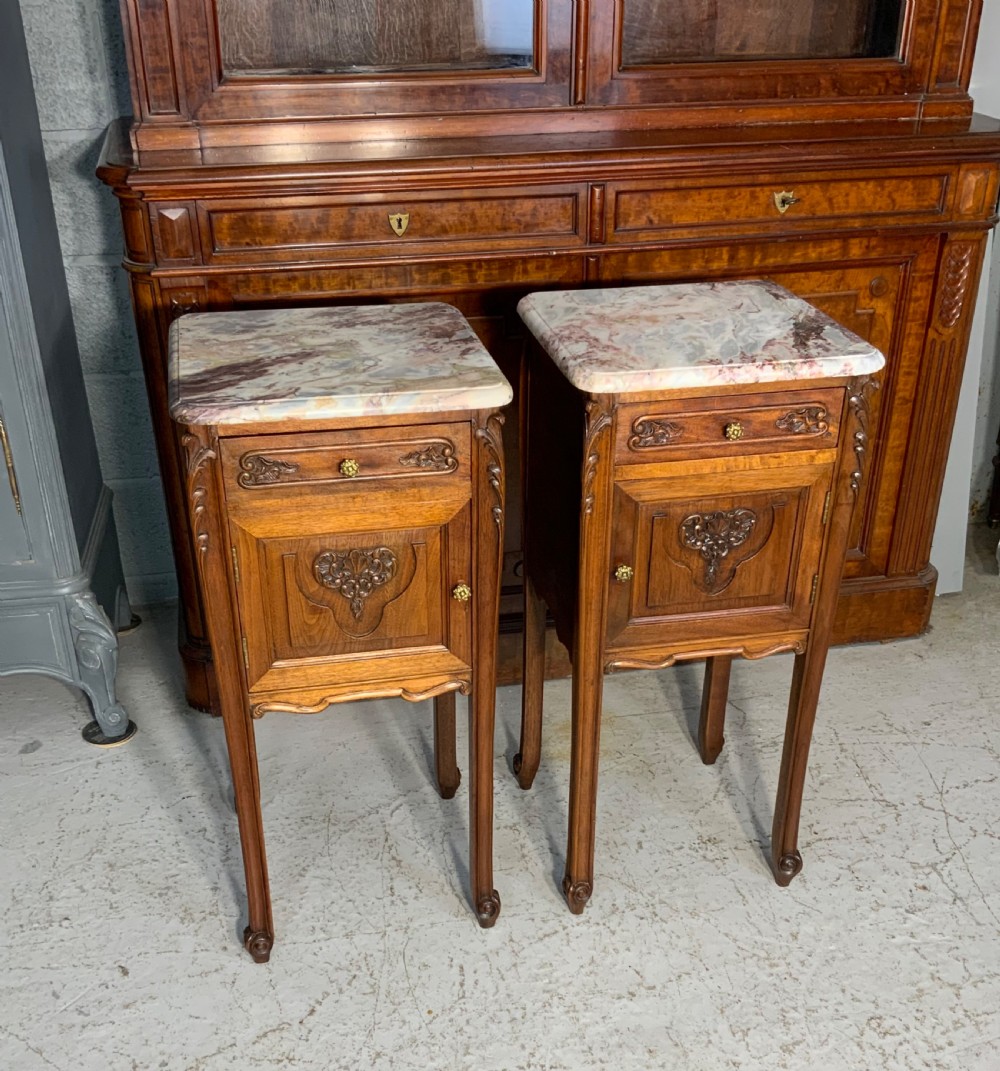 PAIR OF FRENCH MAHOGANY BEDSIDE CABINETS 