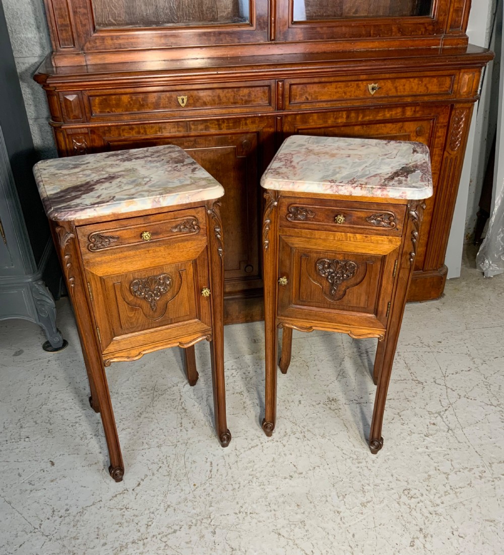 PAIR OF FRENCH MAHOGANY BEDSIDE CABINETS  View II