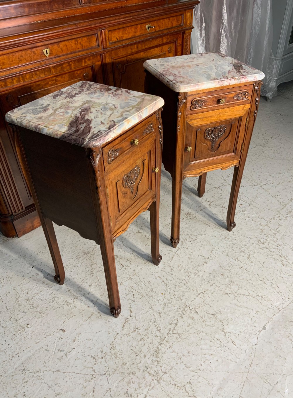 PAIR OF FRENCH MAHOGANY BEDSIDE CABINETS  View III