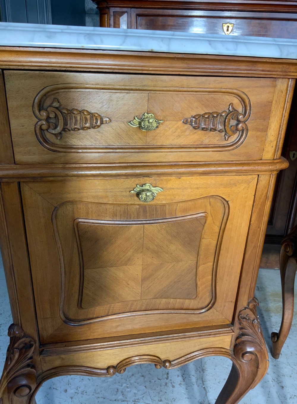 PAIR OF FRENCH WALNUT BEDSIDE CABINETS  View III