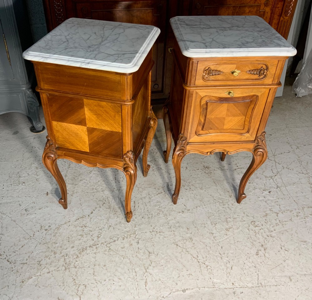 PAIR OF FRENCH WALNUT BEDSIDE CABINETS  View VII