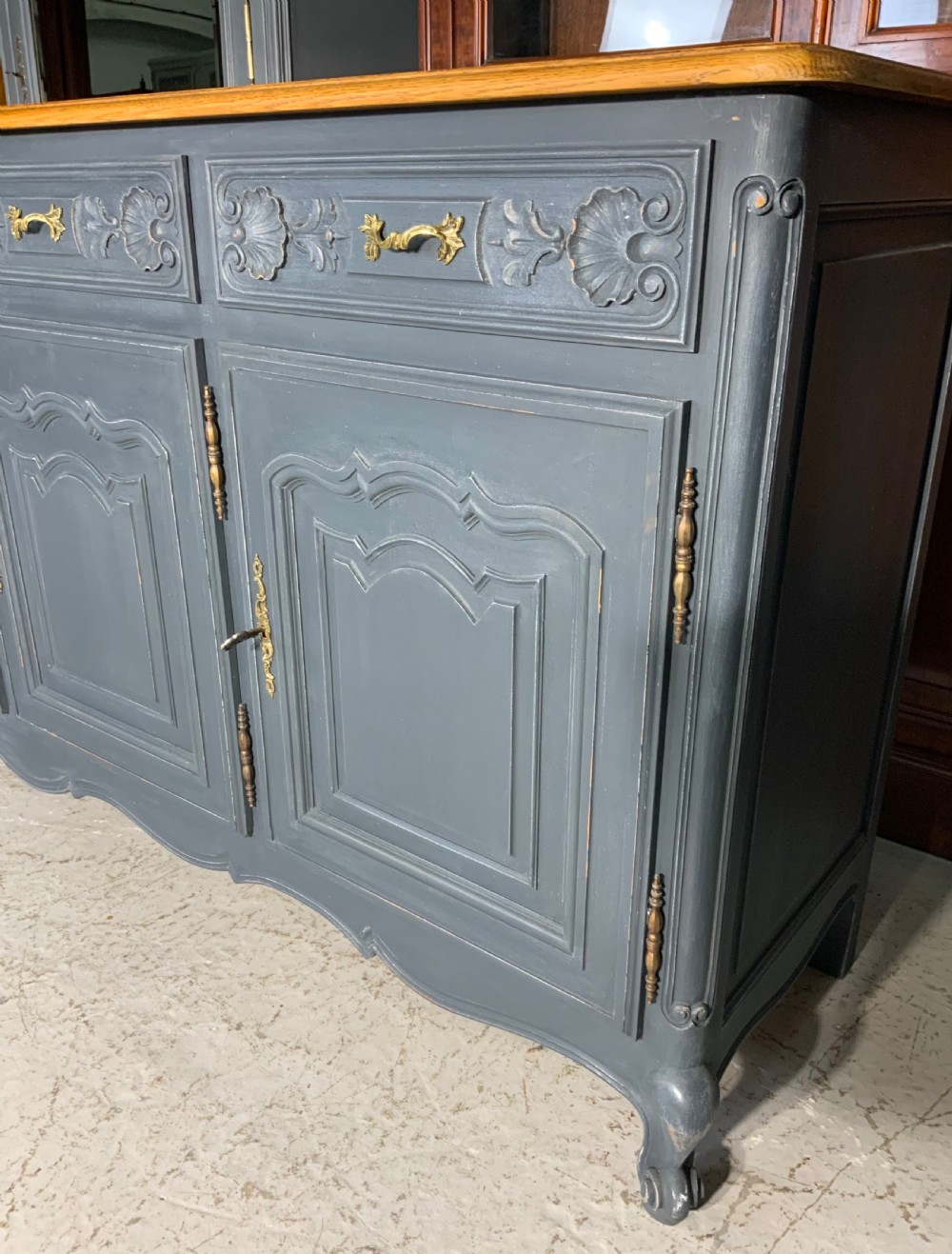 PAINTED FRENCH SIDEBOARD WITH OAK TOP View III