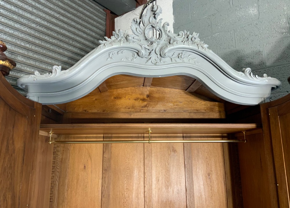 OVERSIZED CARVED WALNUT FRENCH ARMOIRE IN PLUMMET GREY View XII
