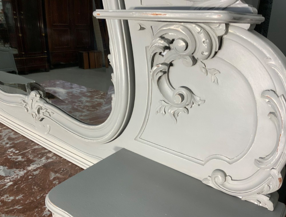 ORNATELY CARVED WALNUT FRENCH DRESSING TABLE IN PLUMMET GREY  View X