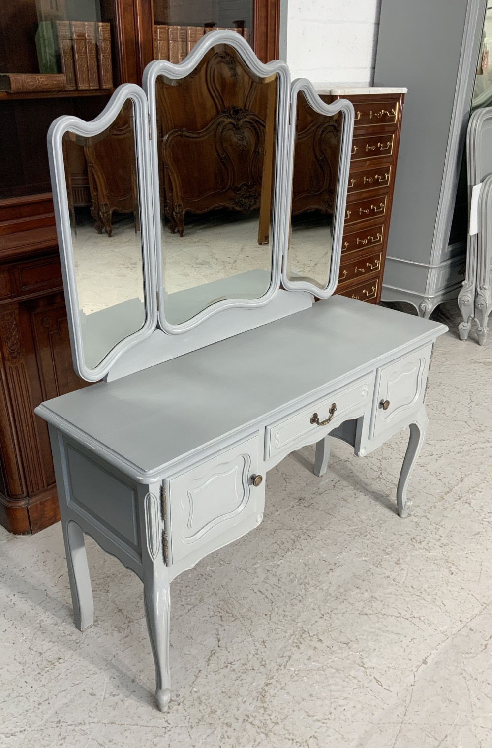 PAINTED FRENCH DRESSING TABLE IN PLUMMET GREY  View II
