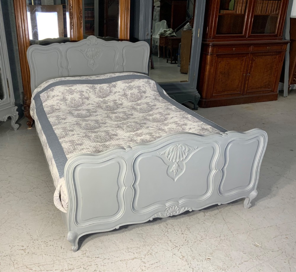 PAINTED FRENCH KING SIZE BED IN PLUMMET GREY 