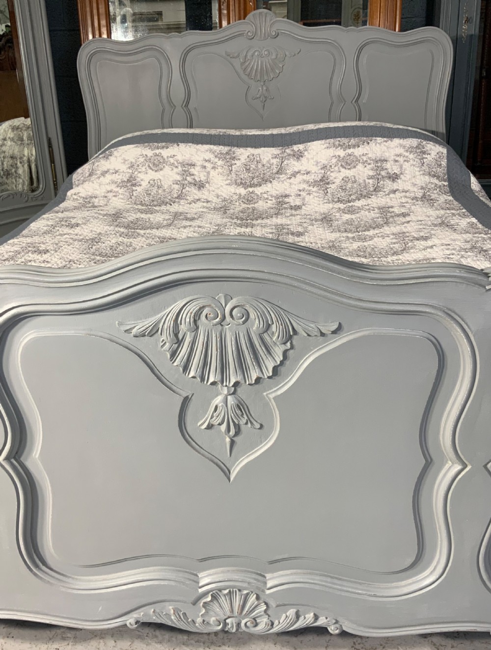 PAINTED FRENCH KING SIZE BED IN PLUMMET GREY  View VIII