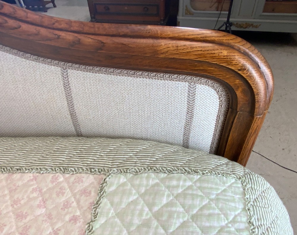 SOLID OAK FRENCH KING SIZE BED NEWLY UPHOLSTERED  View V
