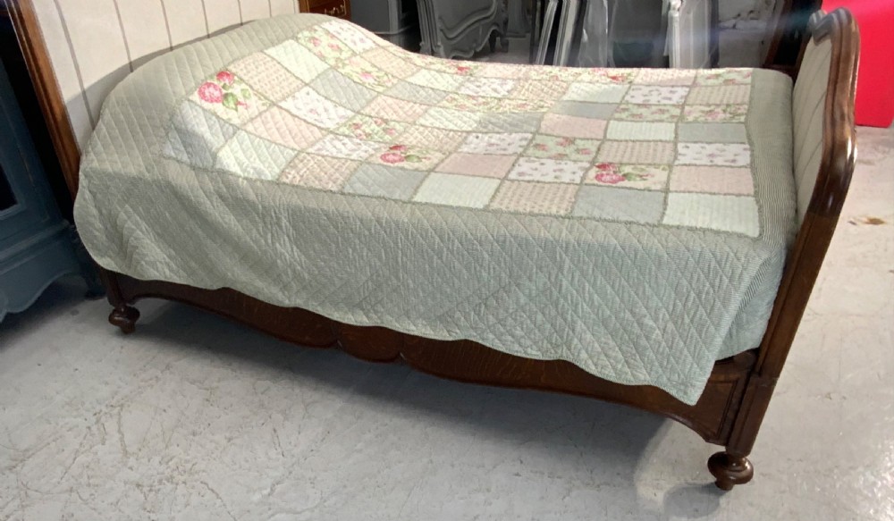 SOLID OAK FRENCH KING SIZE BED NEWLY UPHOLSTERED  View VI