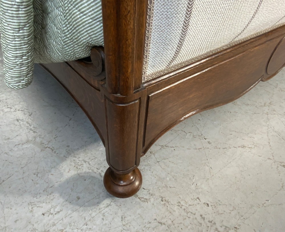 SOLID OAK FRENCH KING SIZE BED NEWLY UPHOLSTERED  View VII