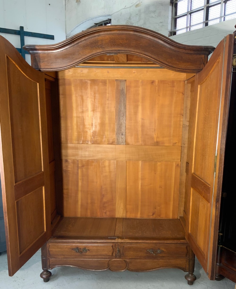 LARGE FRENCH OAK ARMOIRE WITH PANELLED DOORS  View II
