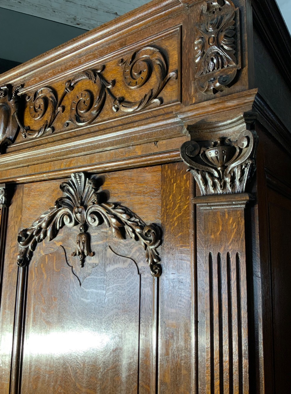 TALL CARVED OAK FRENCH ARMOIRE  View VI