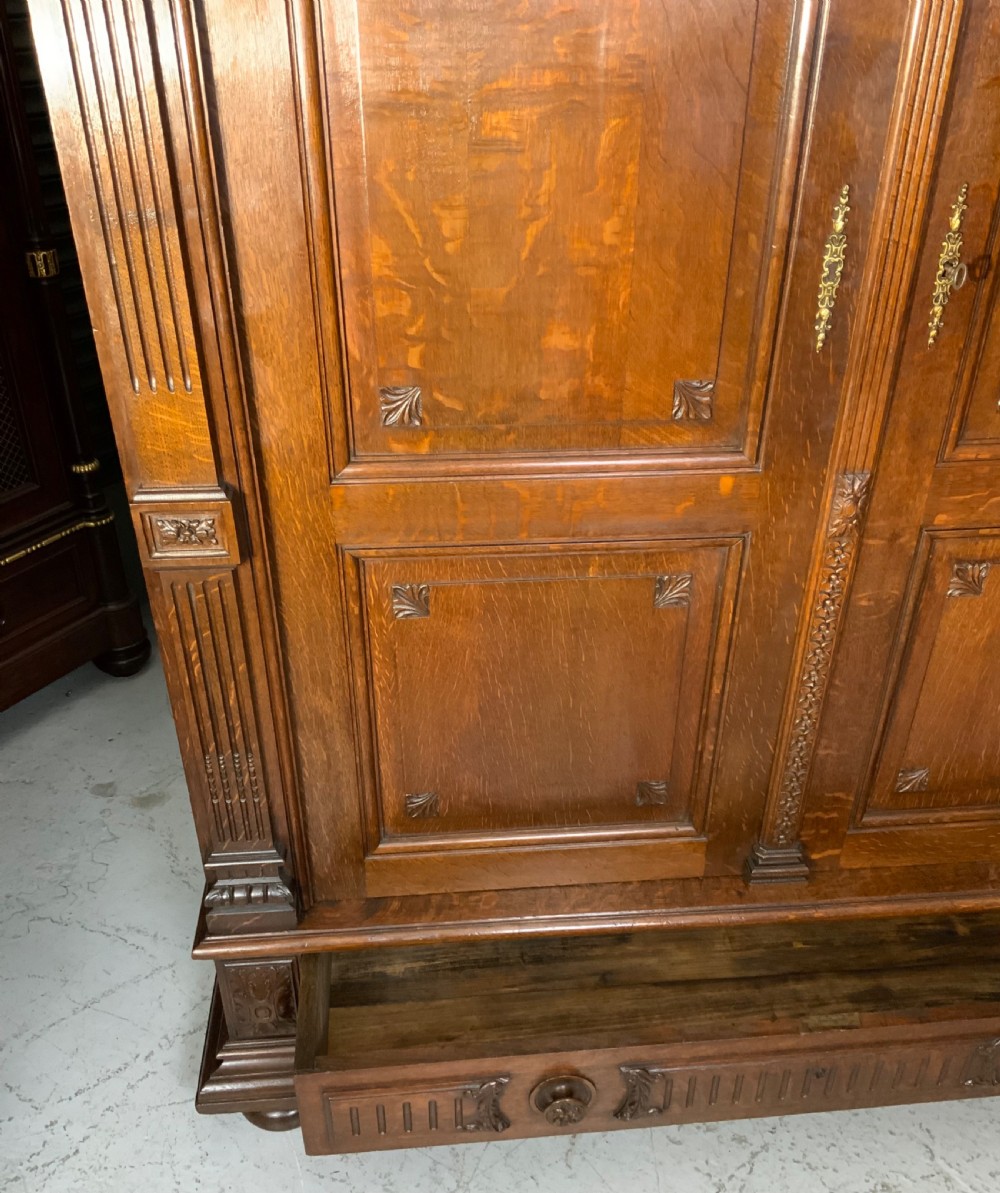 TALL CARVED OAK FRENCH ARMOIRE  View IX