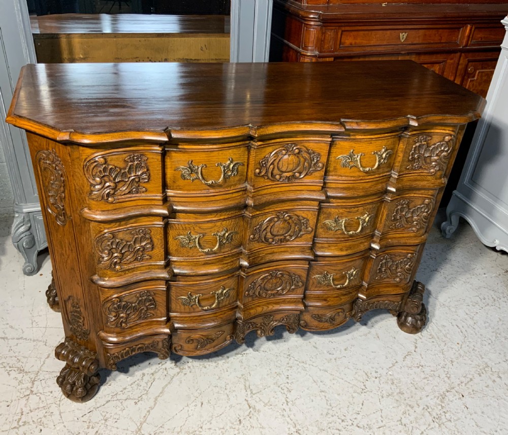 CARVED OAK FRENCH CHEST OF DRAWERS