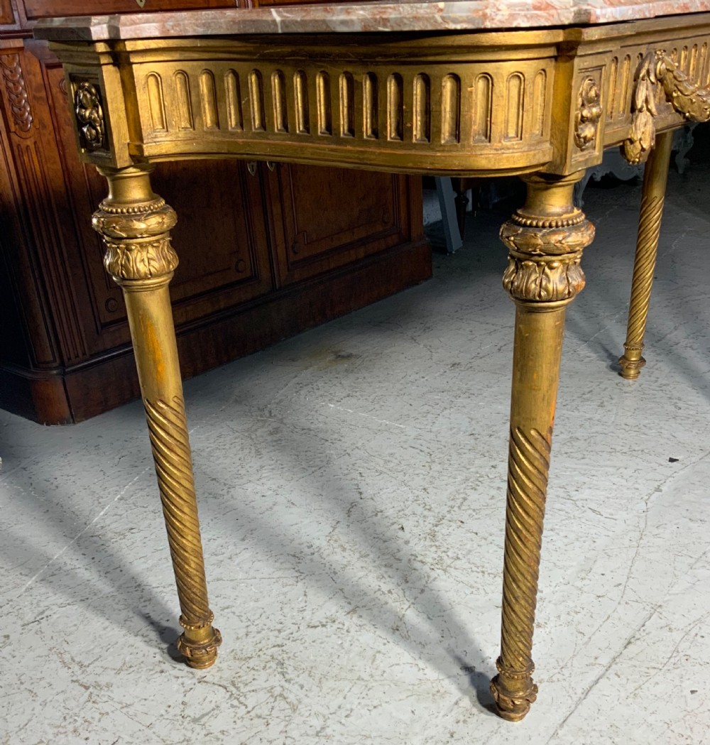 LARGE FRENCH MARBLE TOPPED GILT CONSOLE TABLE  View VII