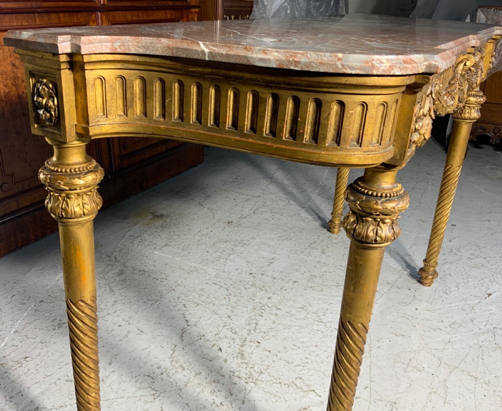 LARGE FRENCH MARBLE TOPPED GILT CONSOLE TABLE  View VIII