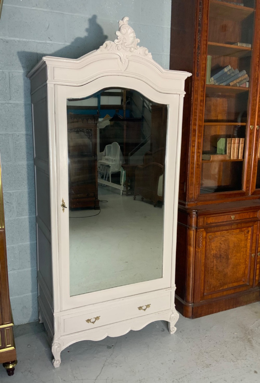 CARVED FRENCH PAINTED ARMOIRE
