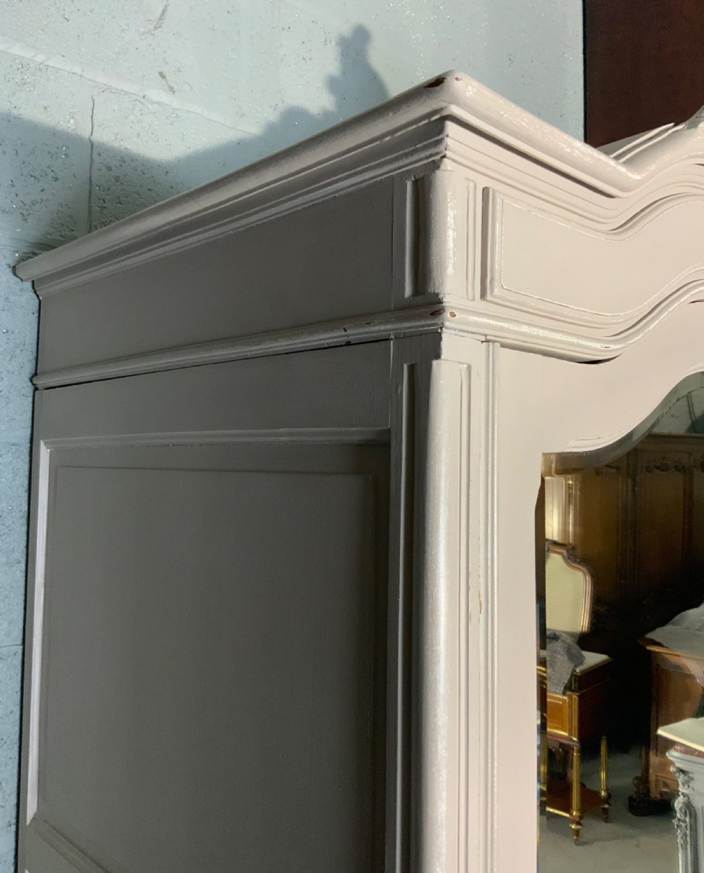 CARVED FRENCH PAINTED ARMOIRE View V