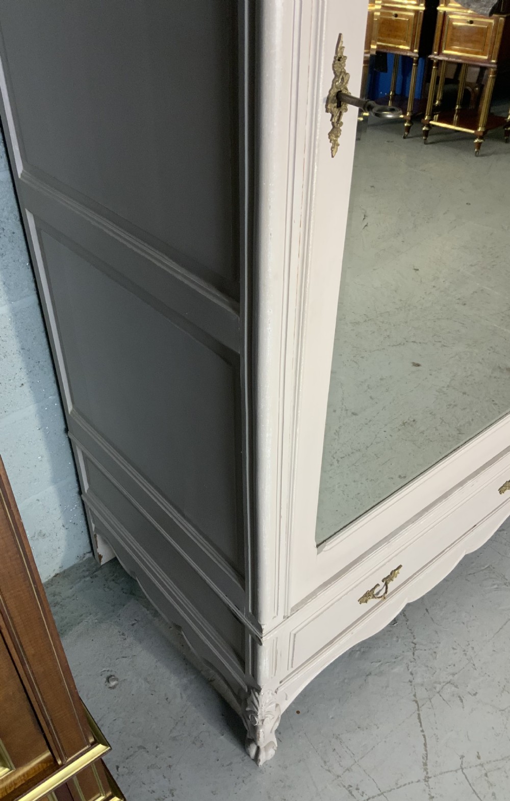 CARVED FRENCH PAINTED ARMOIRE View VII