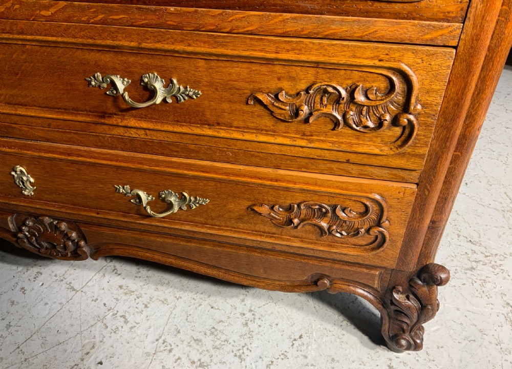 CARVED OAK FRENCH MARBLE TOPPED COMMODE  View IV