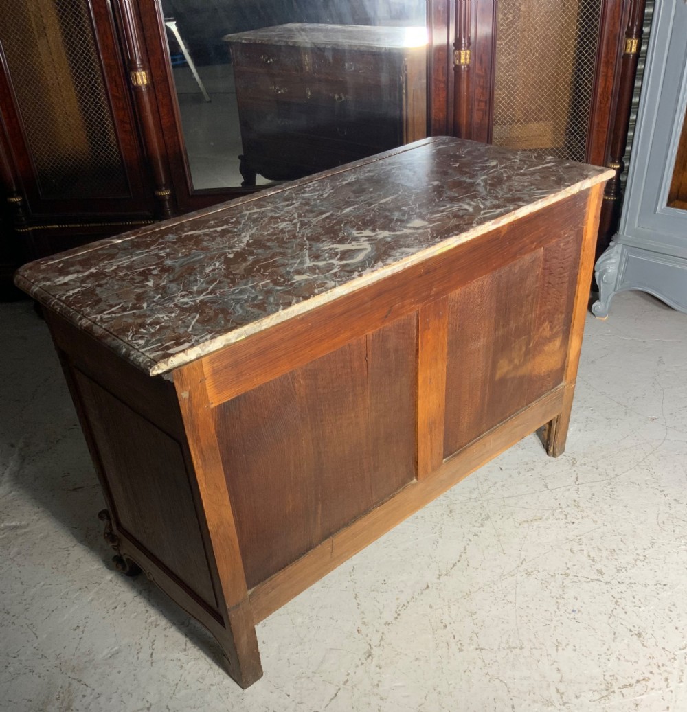 CARVED OAK FRENCH MARBLE TOPPED COMMODE  View VIII