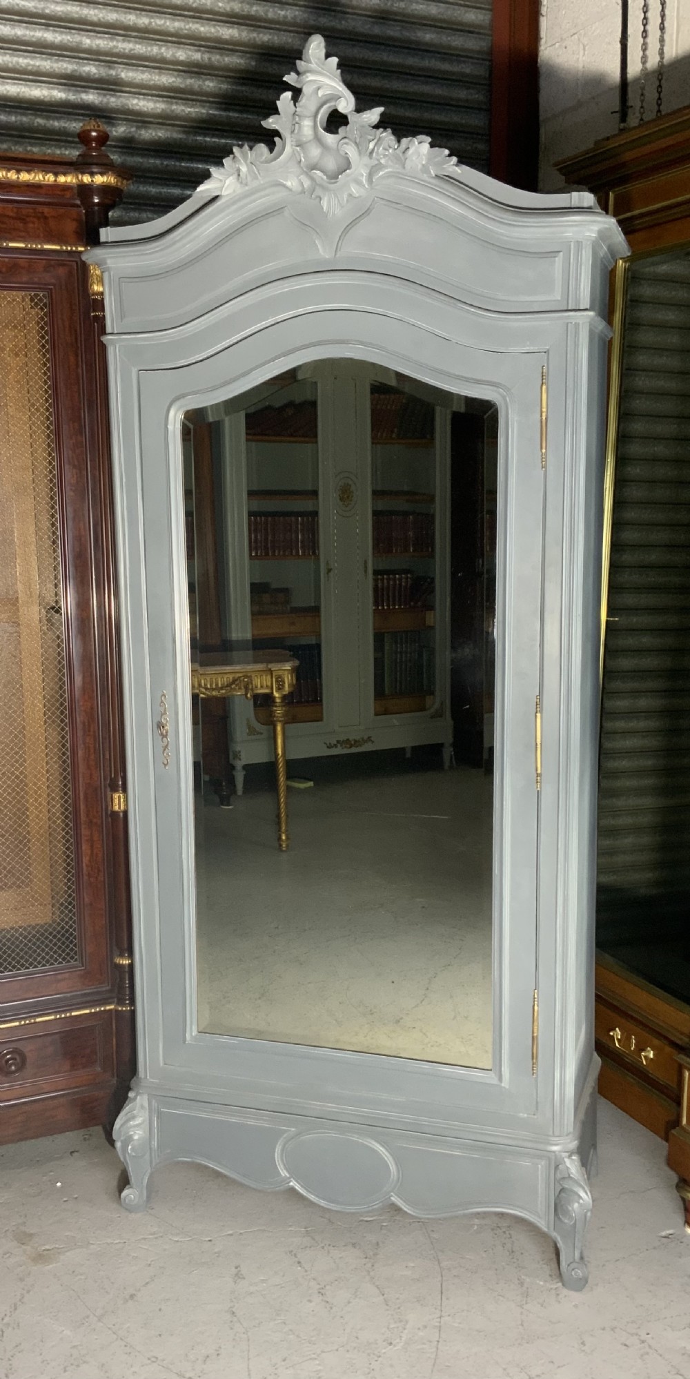 painted french carved armoire - CATEGORY: ANTIQUE WARDROBES - DATED 1910
