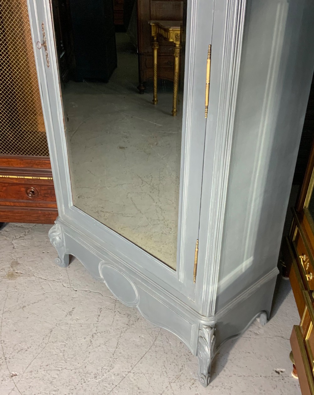 PAINTED FRENCH CARVED ARMOIRE  View III