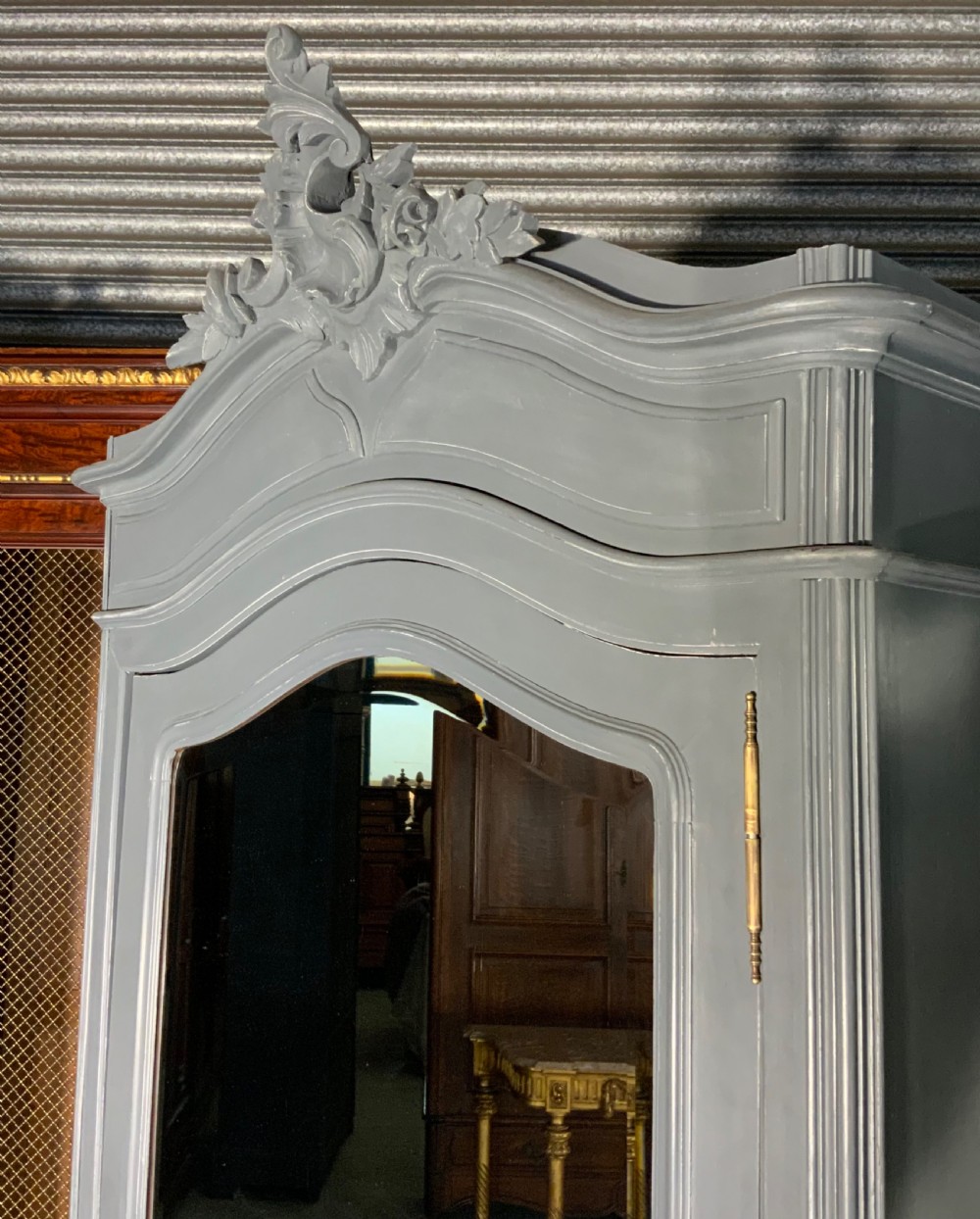 PAINTED FRENCH CARVED ARMOIRE  View V