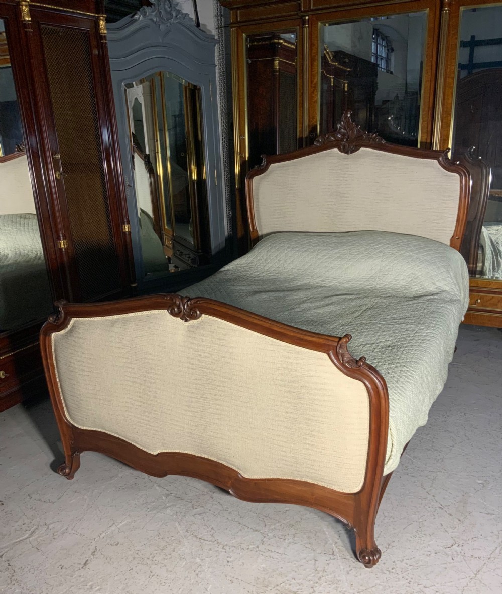 UPHOLSTERED FRENCH MAHOGANY KING SIZE BED 