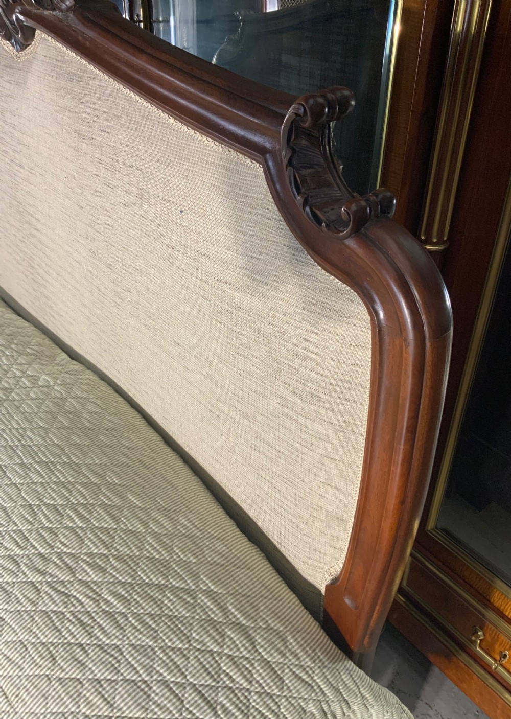 UPHOLSTERED FRENCH MAHOGANY KING SIZE BED  View II
