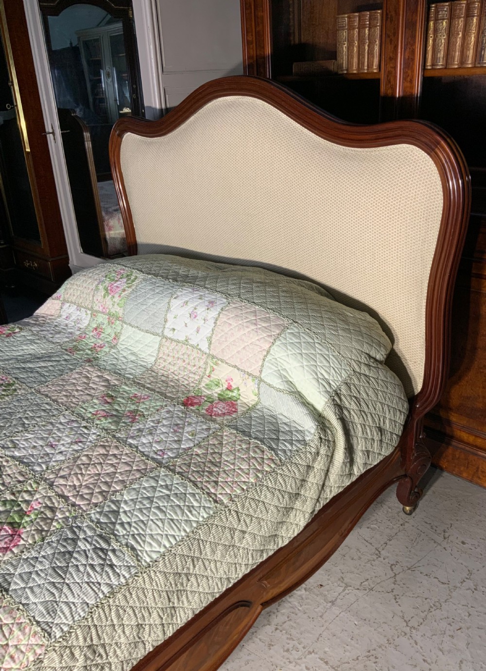 FRENCH MAHOGANY UPHOLSTERED BED View V