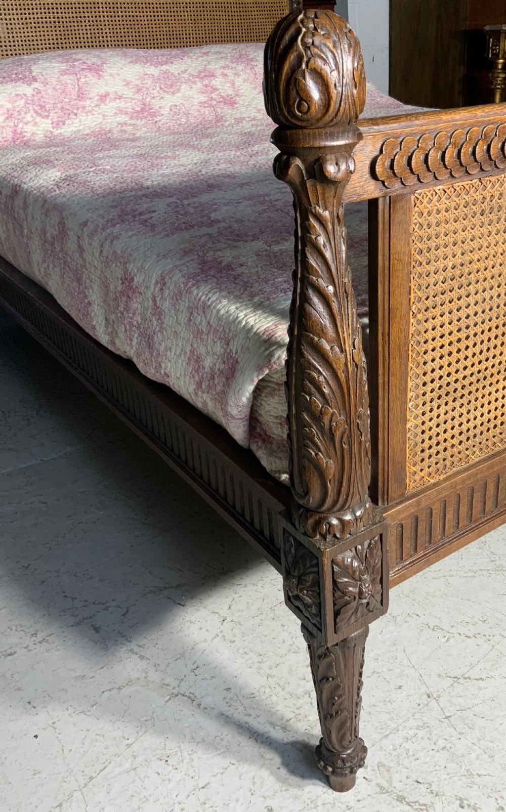CARVED FRENCH OAK BERGERE BED View VI