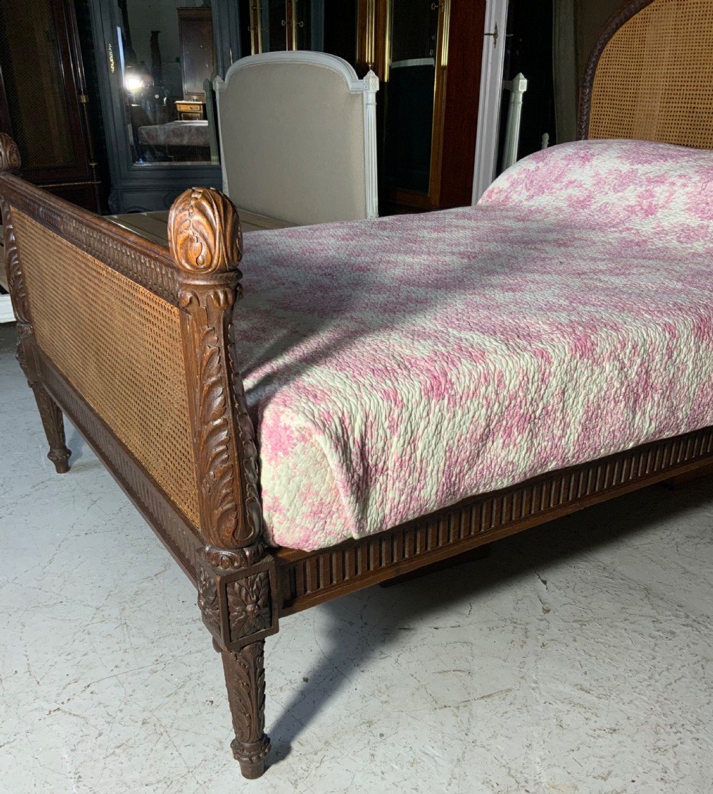 CARVED FRENCH OAK BERGERE BED View IX