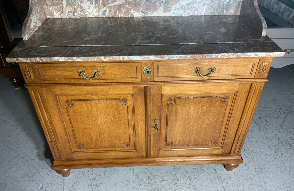 CARVED OAK FRENCH MARBLE TOPPED DRESSING TABLE  View II