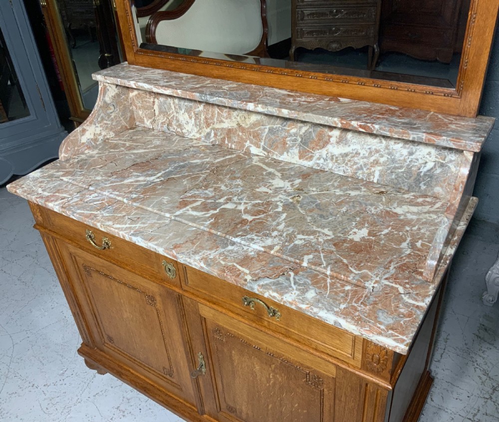 CARVED OAK FRENCH MARBLE TOPPED DRESSING TABLE  View VIII