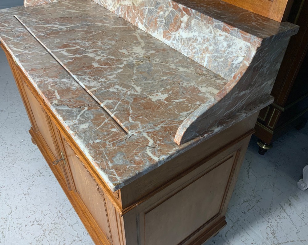 CARVED OAK FRENCH MARBLE TOPPED DRESSING TABLE  View X