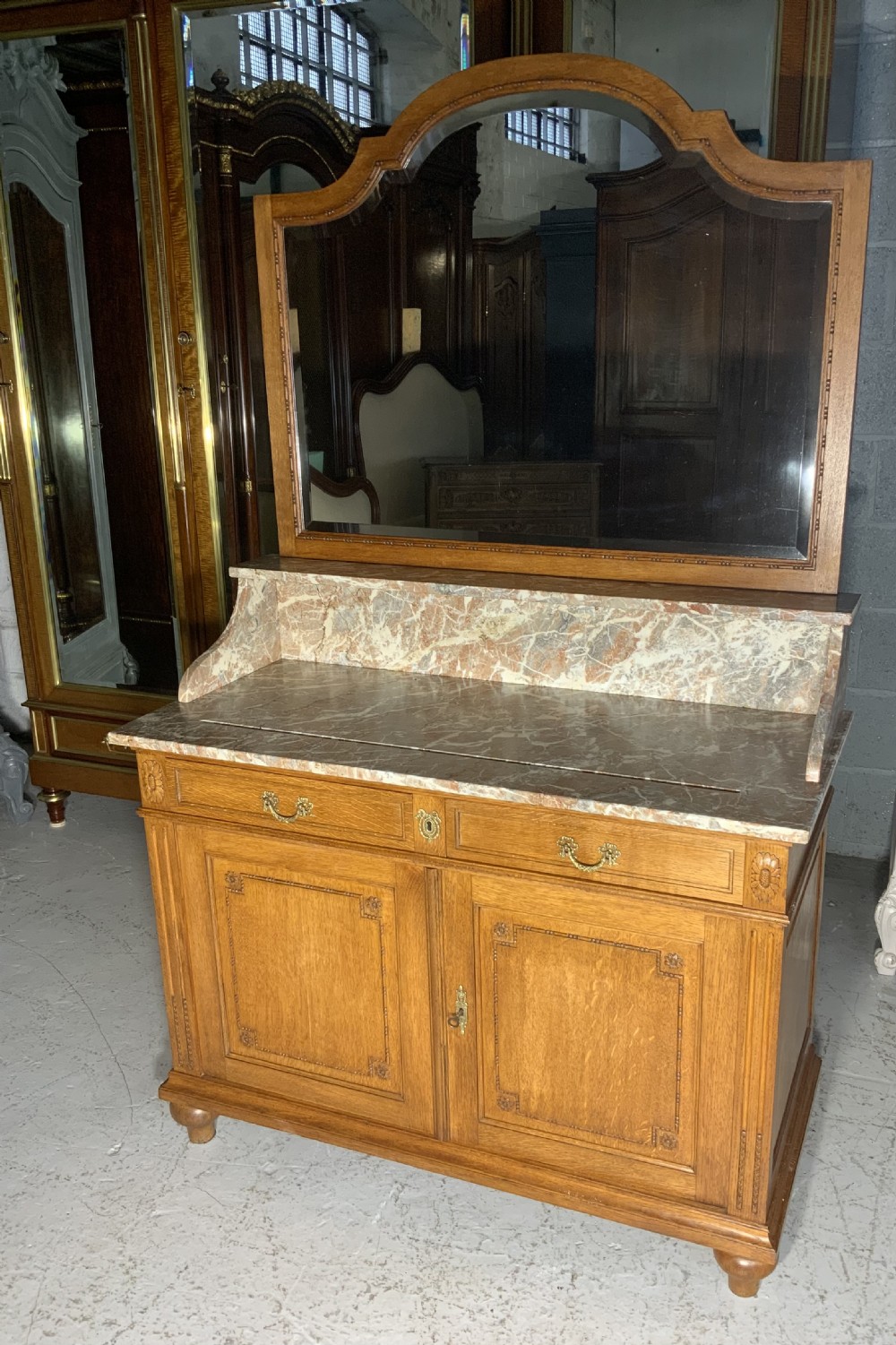CARVED OAK FRENCH MARBLE TOPPED DRESSING TABLE  View XIII