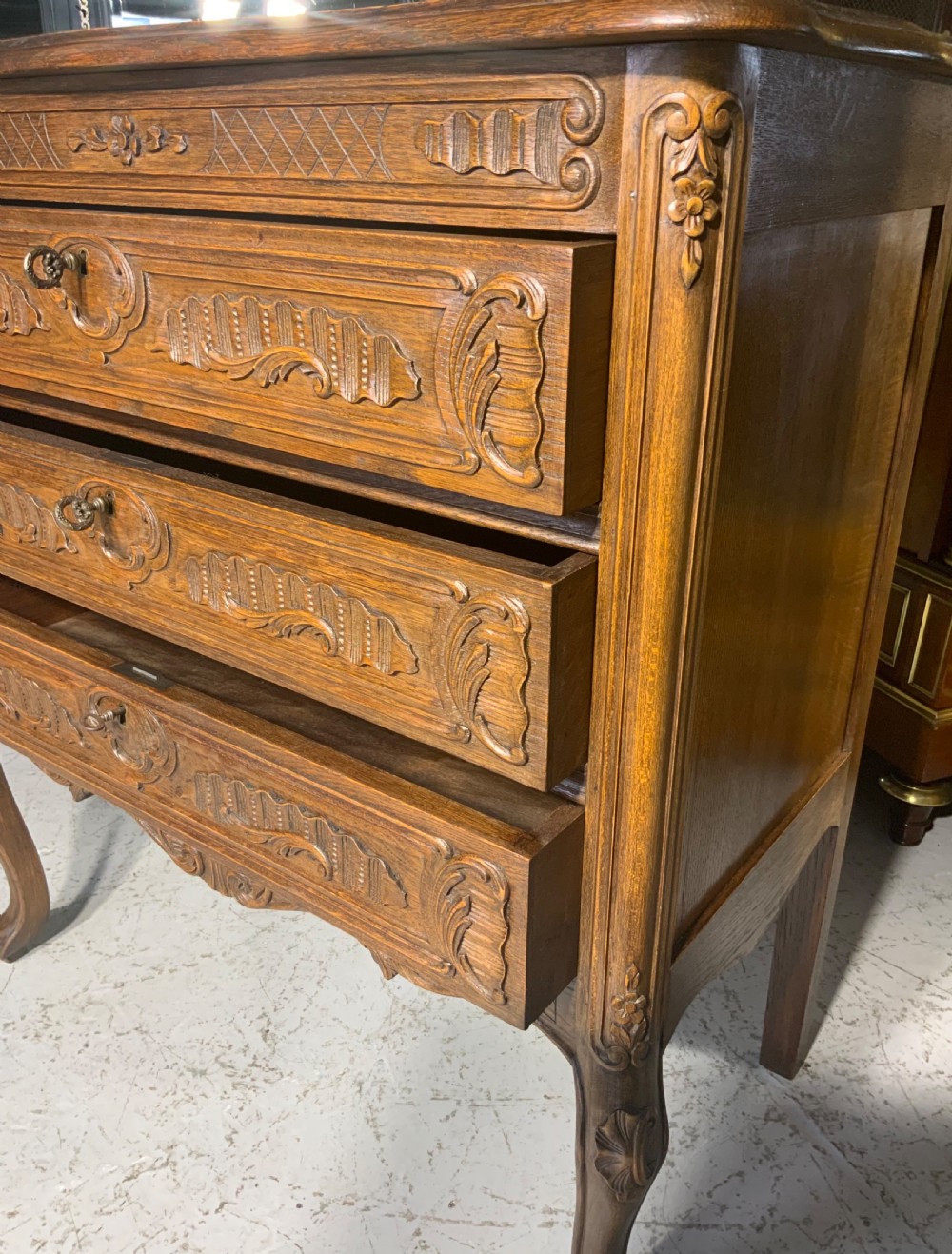 CARVED OAK FRENCH CHEST OF DRAWERS  View VI