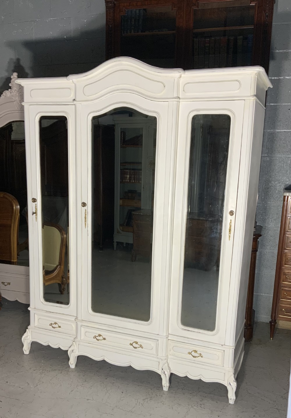 PAINTED FRENCH TRIPLE ARMOIRE  View II
