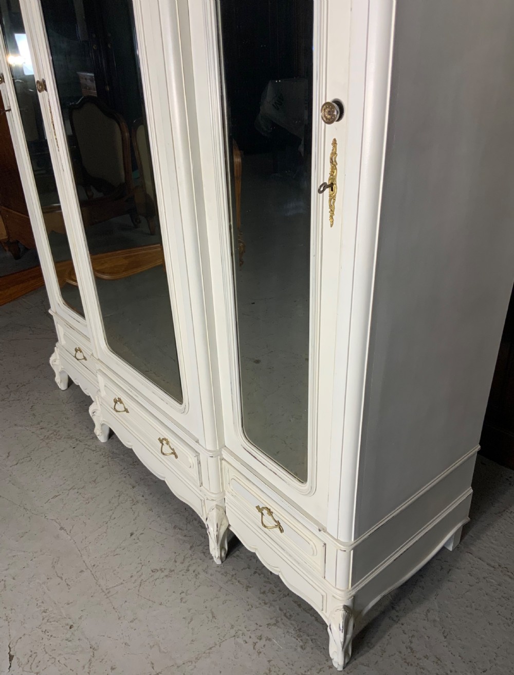 PAINTED FRENCH TRIPLE ARMOIRE  View III