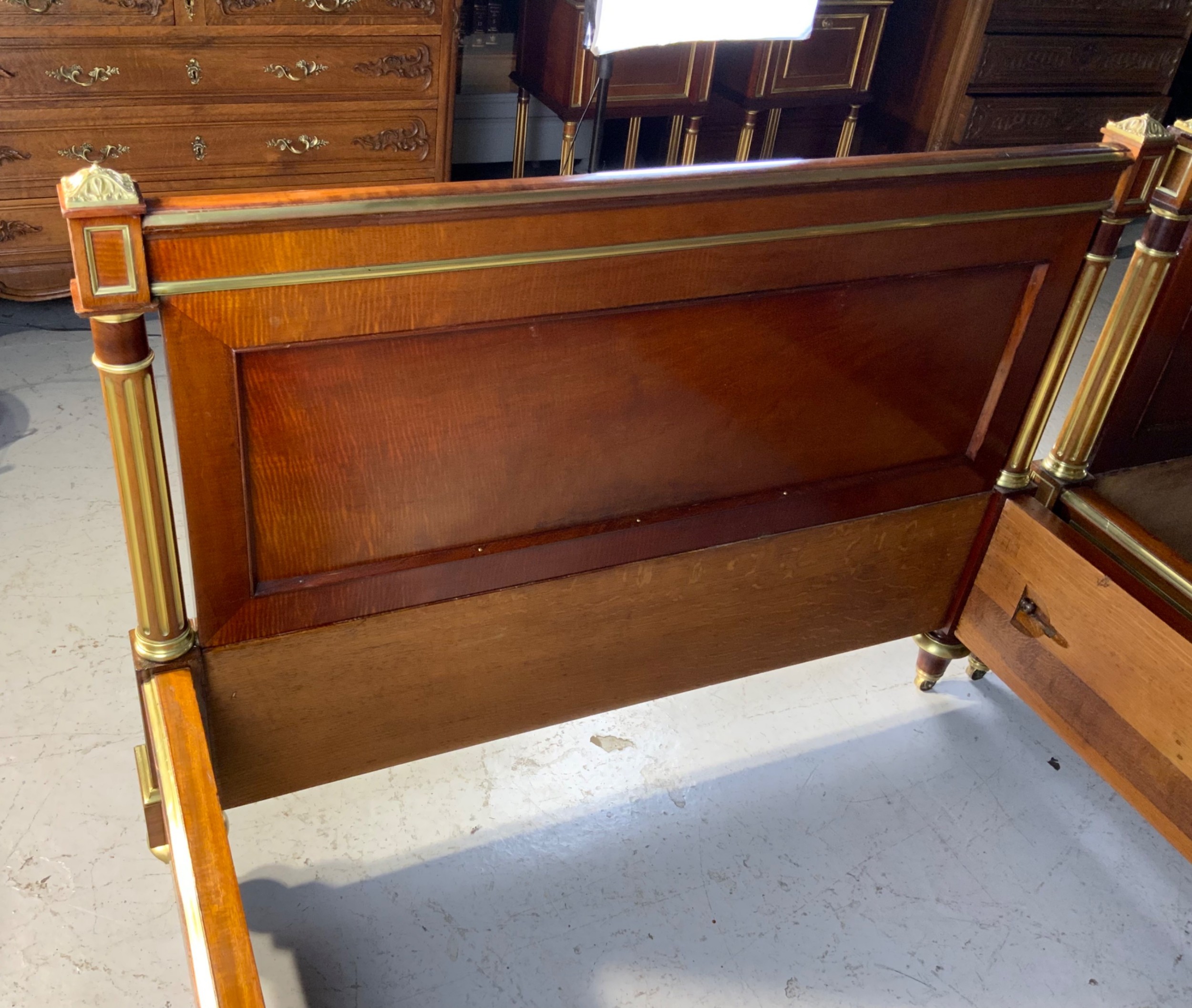PAIR OF FRENCH MAHOGANY AND BRASS EMPIRE BEDS View VIII