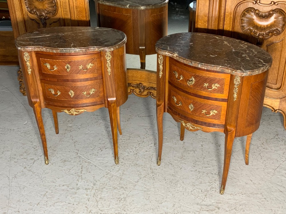PAIR OF FRENCH MAHOGANY INLAID KIDNEY SHAPED CABINETS 