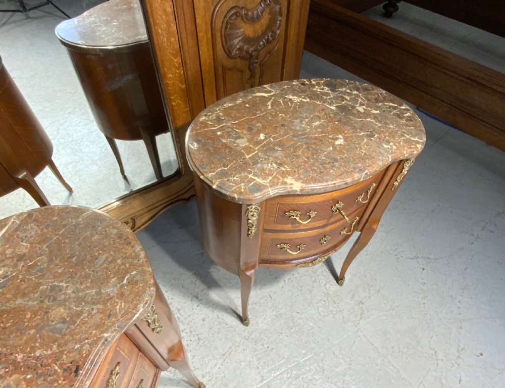 PAIR OF FRENCH MAHOGANY INLAID KIDNEY SHAPED CABINETS  View V