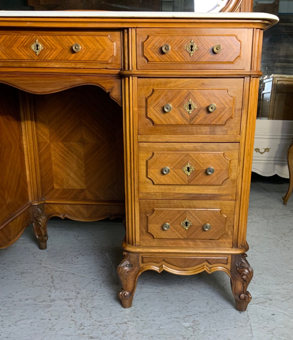 LOVELY FRENCH WALNUT DRESSING TABLE WITH MARBLE TOP  View III